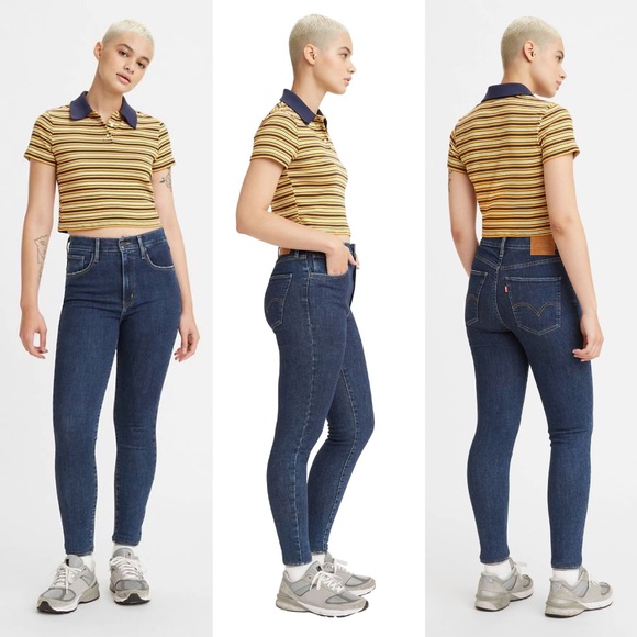Levis Premium Mile High Super Skinny Rome Winter Wash Sculpt Hyperstretch Jeans - Picture 1 of 13